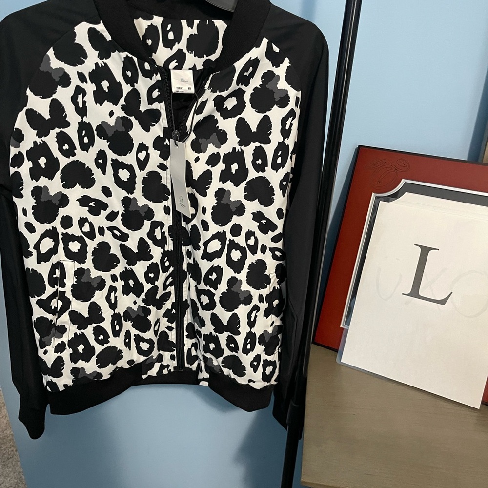 Black and White Leopard Print Bomber Jacket